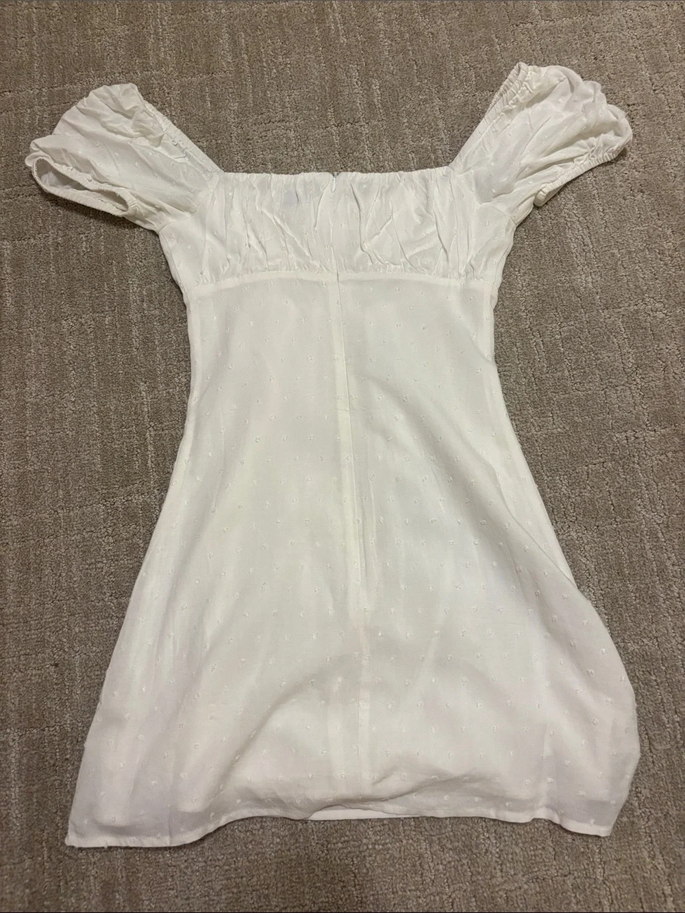 Princess Polly Cream Lace-Up Puff Sleeve Mini Dress - Picture 3 of 3